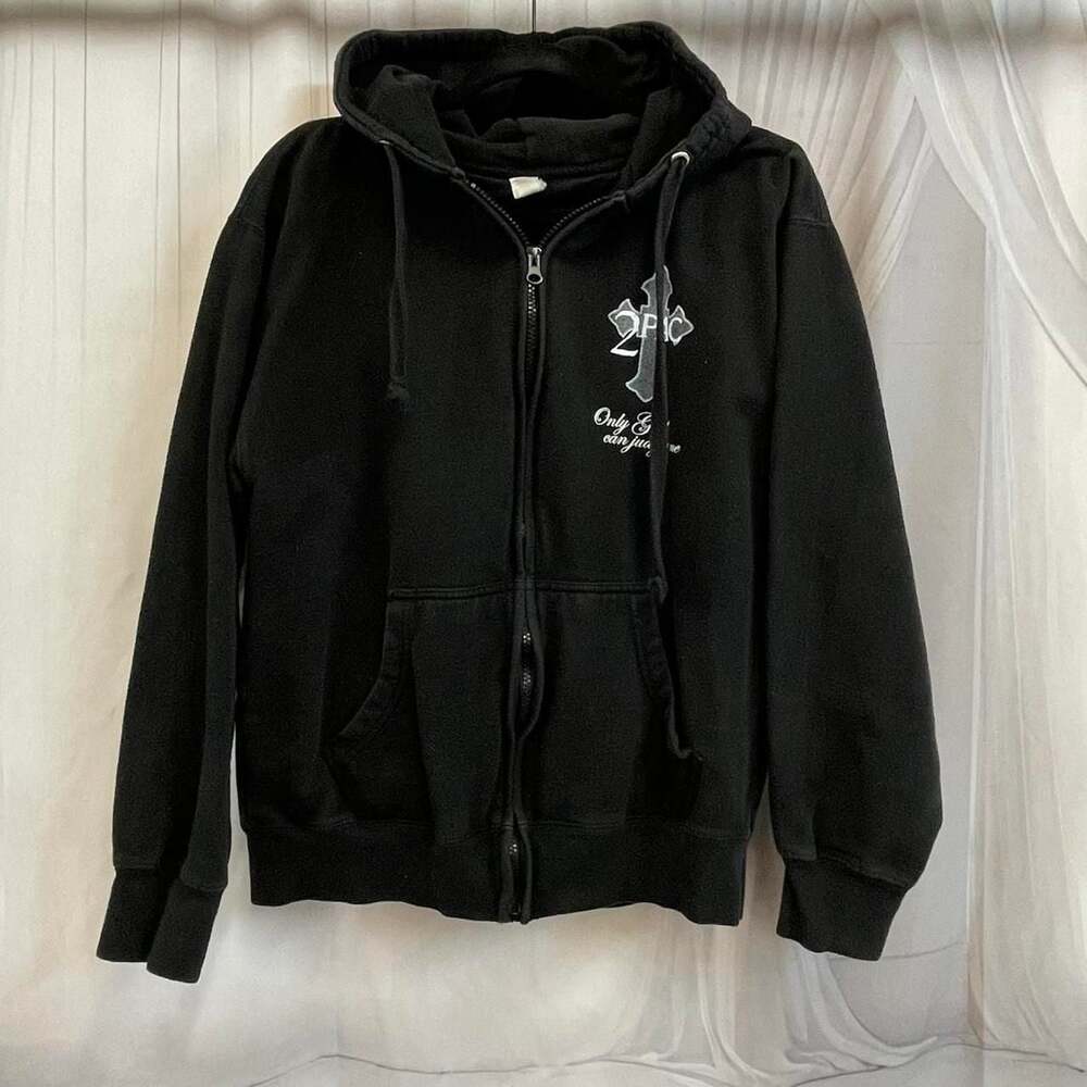 Vintage Cotton Heritage 2Pac Tupac Only God Can Judge Me Zip-Up Hoodie
